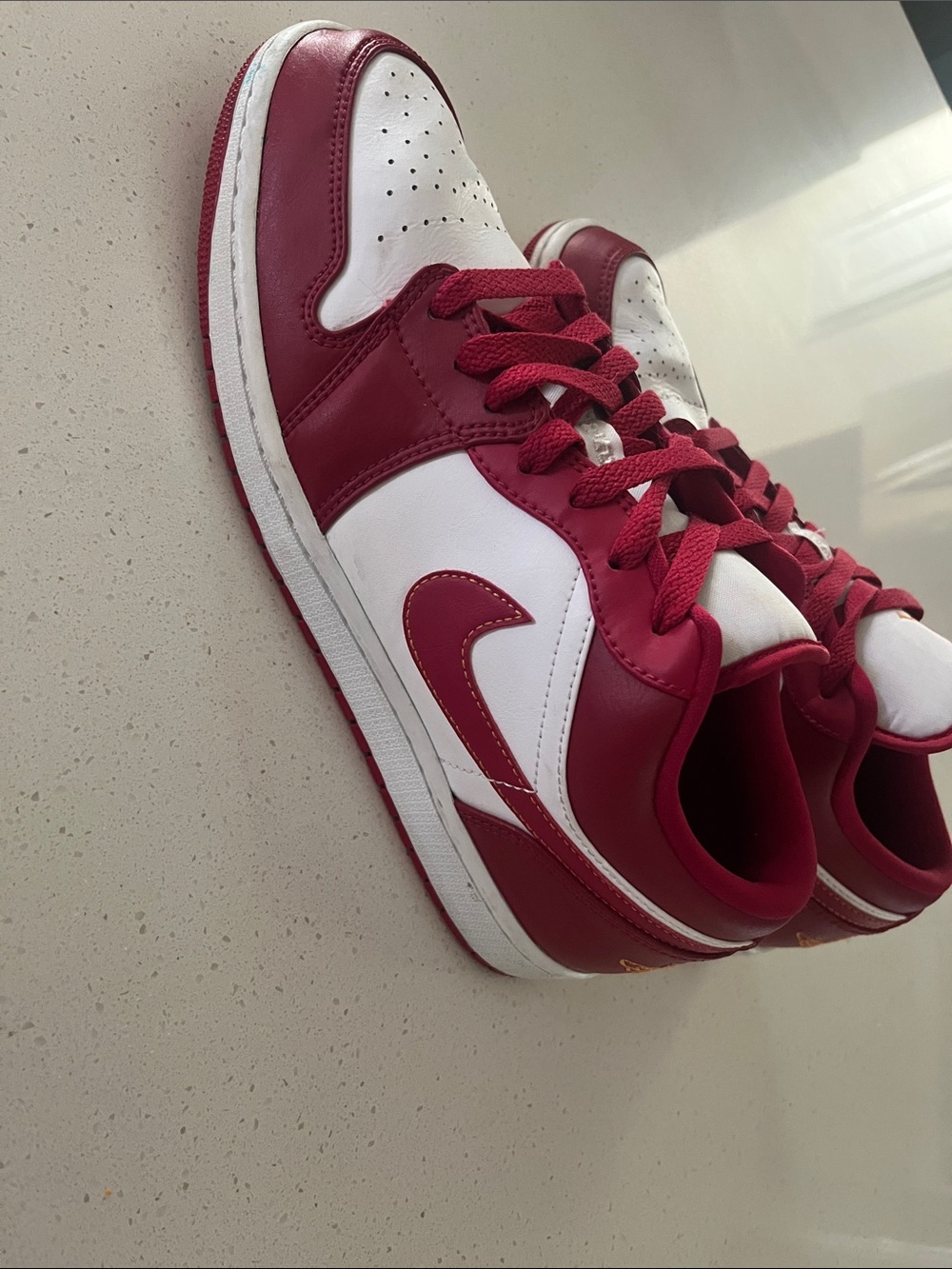 Jordan men’s  Red and White Low-Top Sneakers